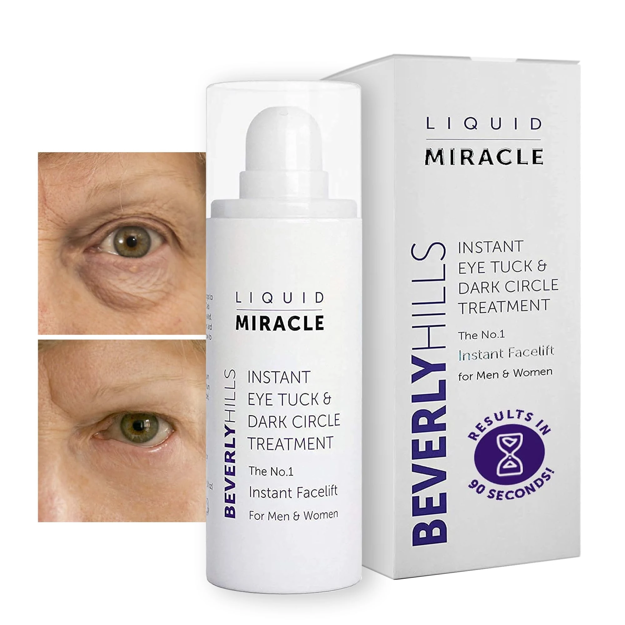BEVERLY HILLS Instant Facelift - Reduce Fine Lines and Remove Puffiness in 90 Seconds Rapid Reduction of Wrinkles, Instant Lift Eye Serum 30ml / 1oz