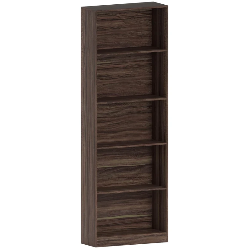Vida Designs Cambridge 5 Tier Extra Large Bookcase, Walnut Wooden Shelving Display Storage Unit Office Living Room Furniture