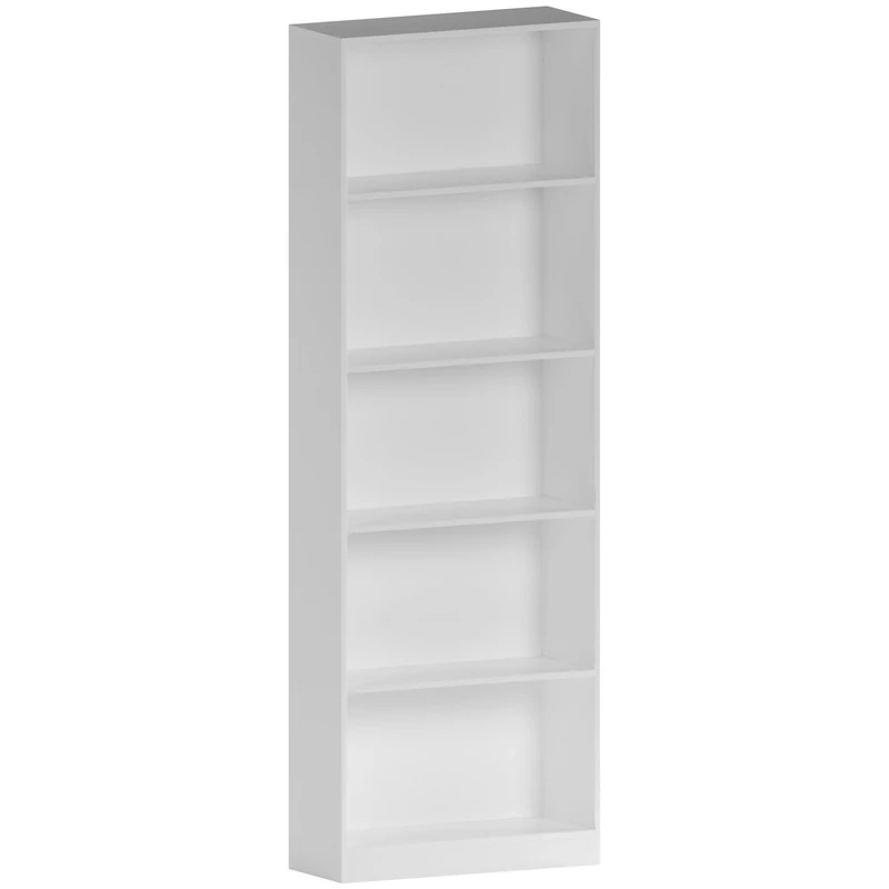 Vida Designs Cambridge 5 Tier Extra Large Bookcase, White Wooden Shelving Display Storage Unit Office Living Room Furniture