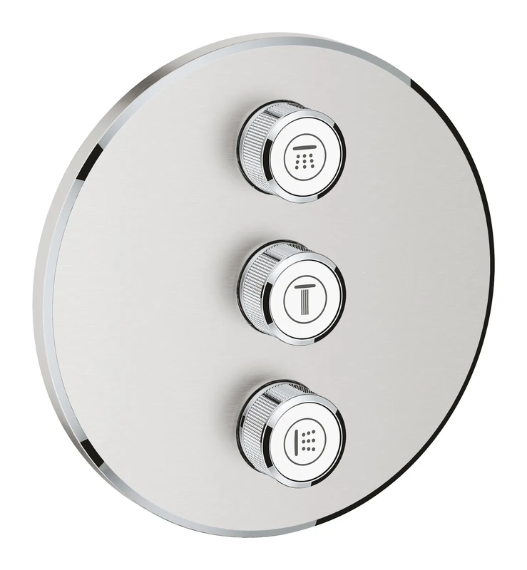 GROHE Grohtherm Smartcontrol Triple Volume Control Trim Set for Concealed Installation, with Three Valves Round Shape, Stainless Steel Look, Made In Germany 29122DC0
