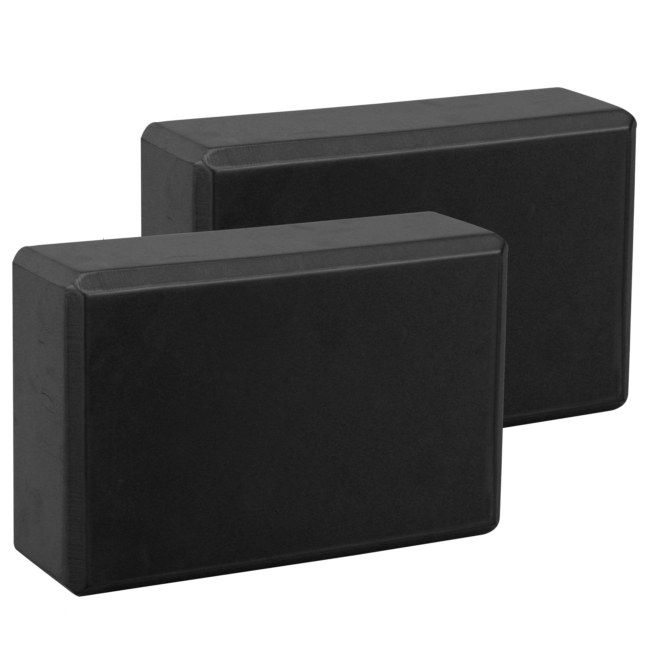 EXERZ Yoga Blocks 2pcs Gym Bricks -Comfortable Fitness Yoga Bricks, Anti-Slip, Lightweight and Travel Friendly Pilates Practice (Black)