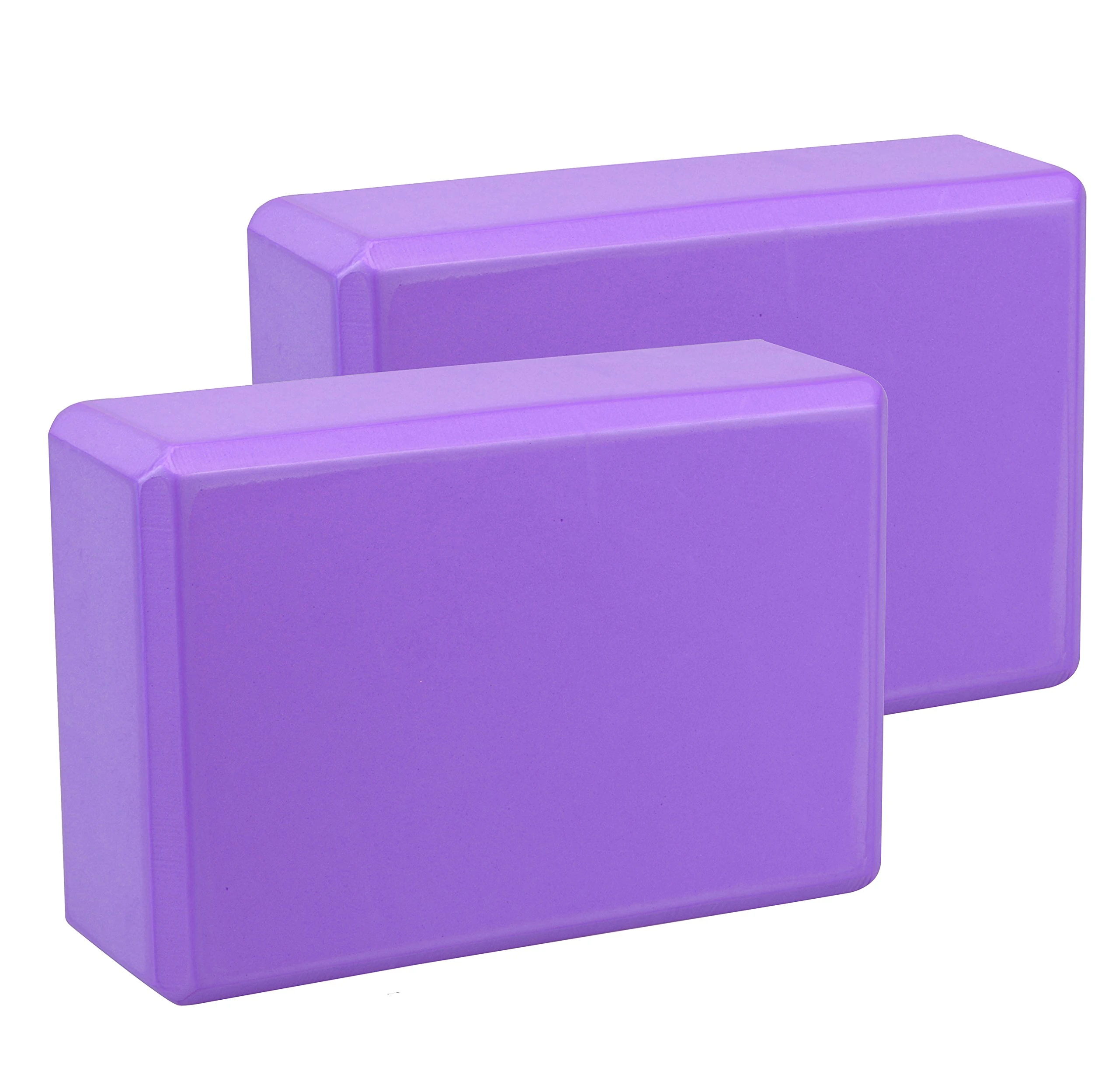 EXERZ Yoga Blocks 2pcs Gym Bricks -Comfortable Fitness Yoga Bricks, Anti-Slip, Lightweight and Travel Friendly Pilates Practice (Purple)