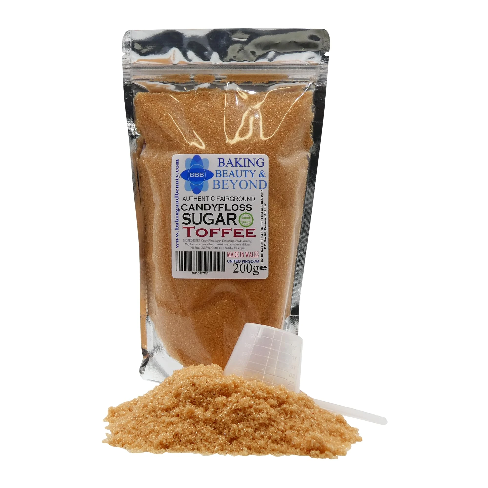 Baking Beauty and Beyond Premium Candy Floss Sugar 200g - Toffee Flavour