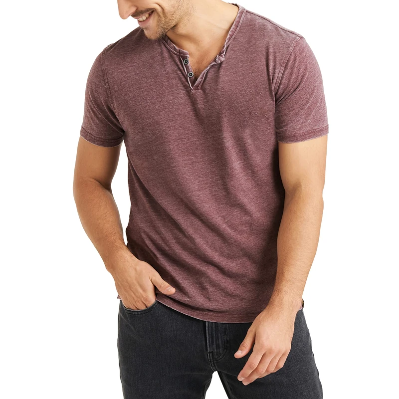 Lucky Brand Men's Venice Burnout Notch Neck Tee Shirt T, Port Royale, S