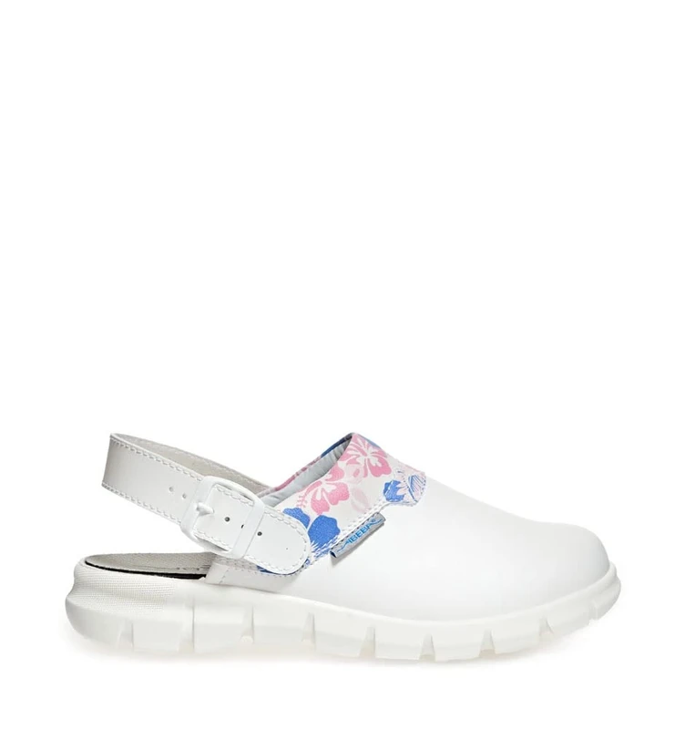 Abeba Clog 7320 - Dynamic Smooth Leather, White with Floral Print, Certified, 42 - Image 1