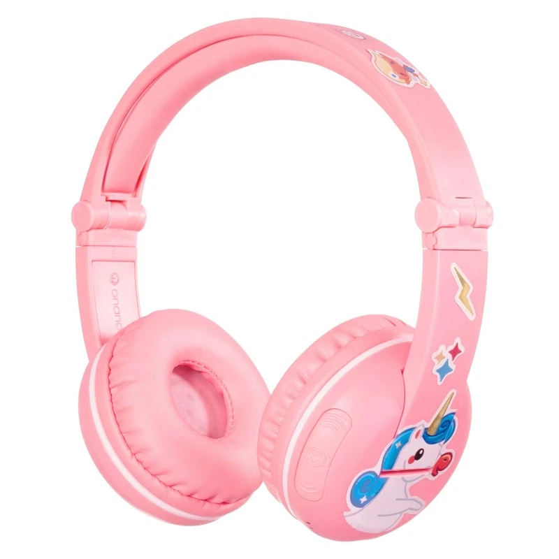 BuddyPhones PLAY, Wireless Bluetooth Volume-Limiting Kids Headphones, 14-Hour Battery Life, 4 Volume Settings of 75, 85, 94db and StudyMode, Includes Backup Cable for Sharing, Pink - Image 1
