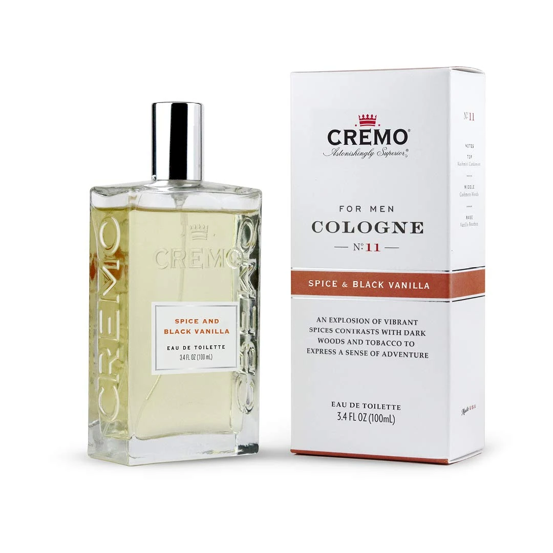 Cremo Men's Eau de Toilette, Spice and Black Vanilla Cologne for Men, Spicy Men's Perfume Gift for Men, 100 ml
