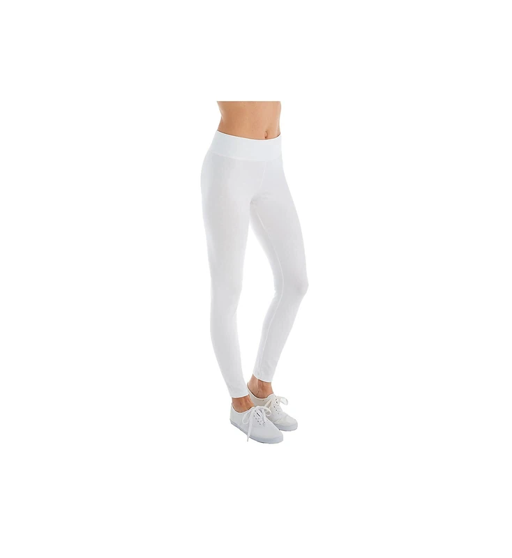 HUE Women's Ultra Leggings with Wide Waistband, Full and Capri Length Pants, White, M