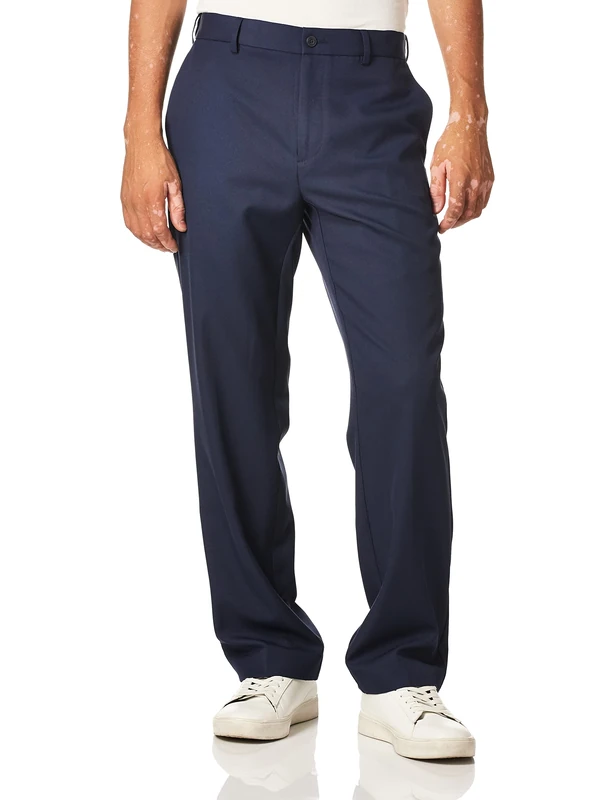 PGA TOUR Men's Flat Front Golf Pant with Expandable Waistband, Black Iris, 36W x 32L