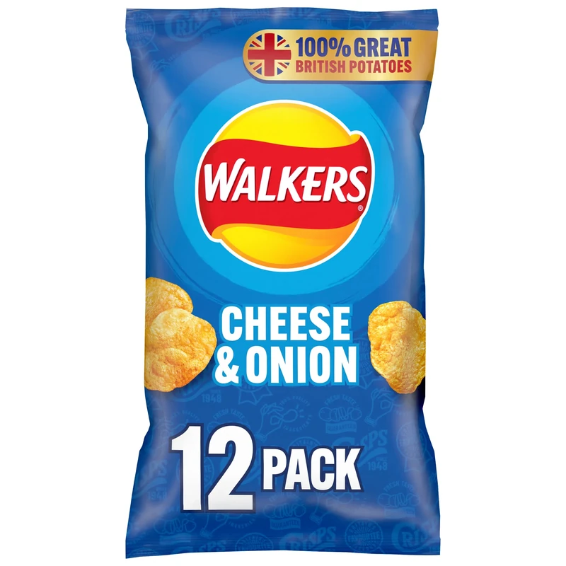 Walkers Cheese & Onion Multipack Crisps 12x25g