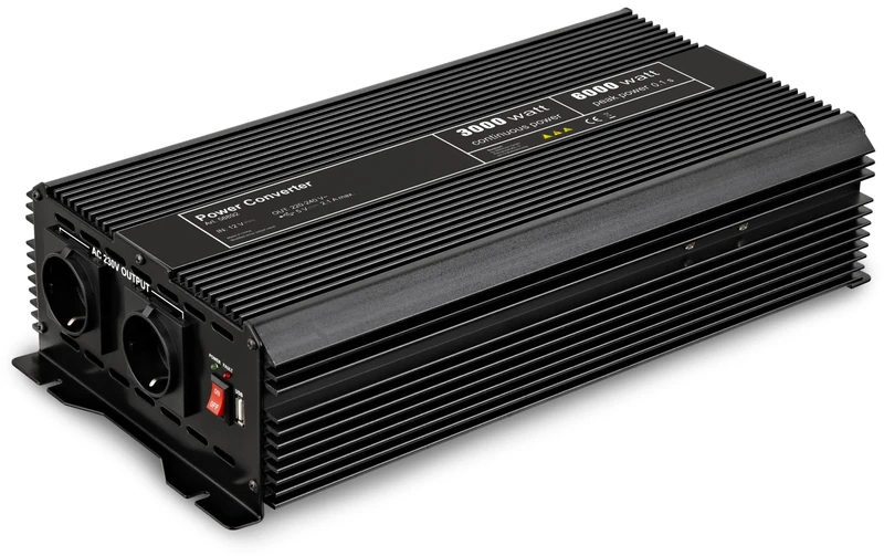 goobay 58892 power adapter/inverter 3000 W Black 58892, Universal, 12-13.8 V, 3000 W, 230 V, Black, DC-to-AC