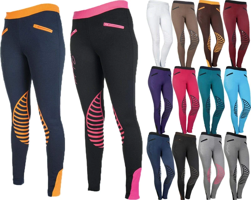 Hkm Unisex_Adult Reitleggings-Starlight-Silikon-Kniebesatz Leggings, Cornflower Dark Blue, XL