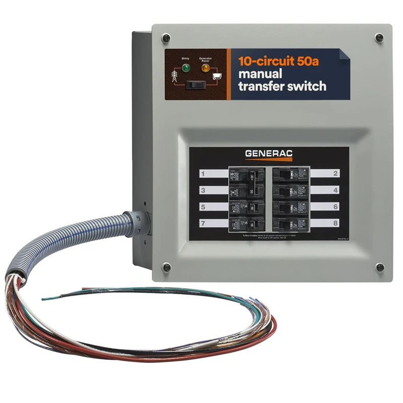 Generac 9854 HomeLink 50-Amp Indoor Pre-wired Upgradeable Manual Transfer Switch for 10-16 circuits