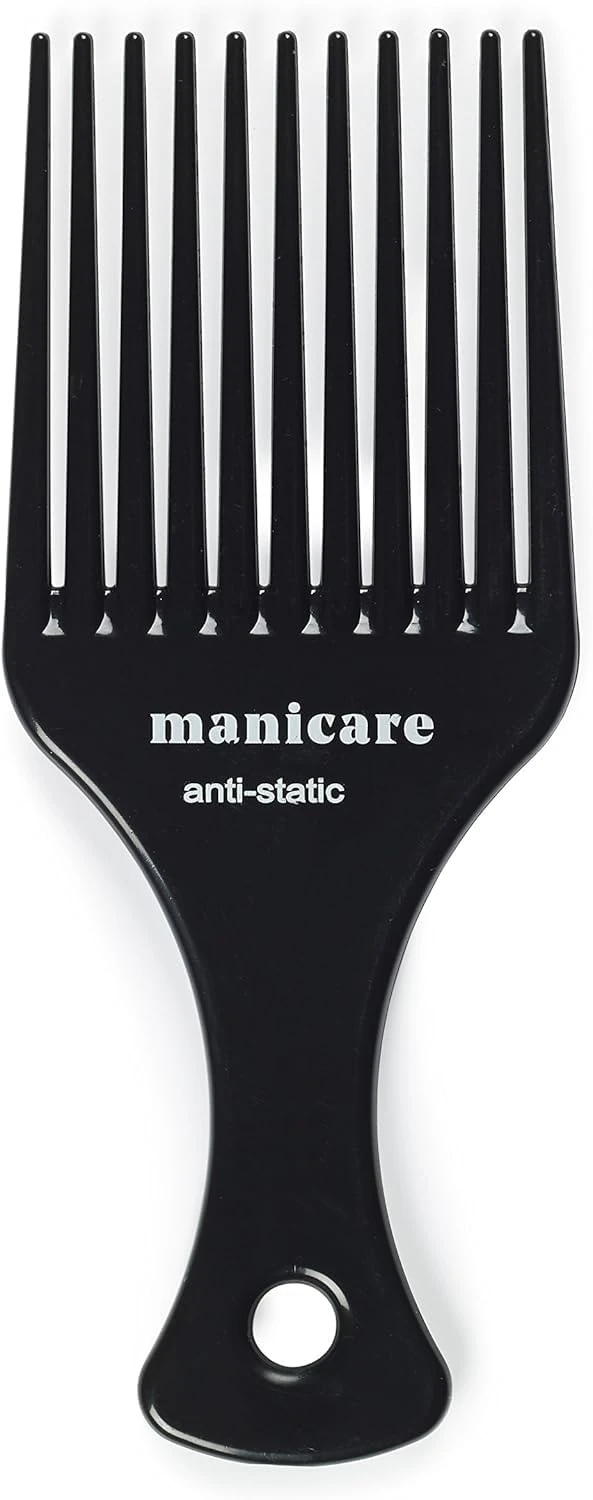 Manicare Afro Comb For Detangling And Styling, Hair Comb For Curly, Wavy, Frizzy And Afro Hair, Wide Tooth Anti-Static, Smooth Afro Pick, Reduces Breakage, Pulling And Gentle On The Hair And Scalp