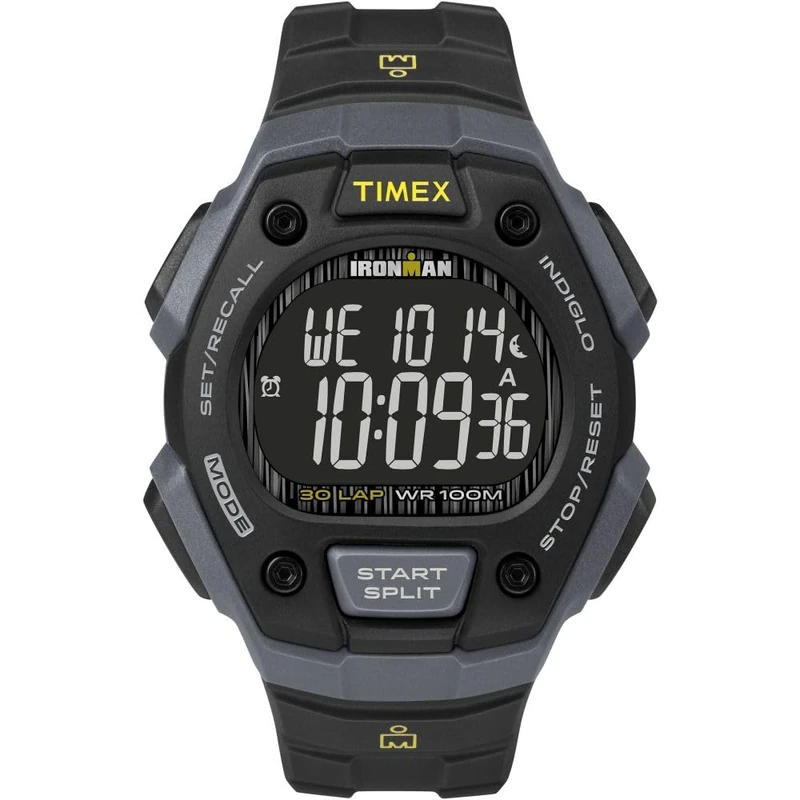 Timex Men's Ironman Classic 30 38mm Watch – Gray & Black Case Negative Display with Black Resin Strap TW5M18700