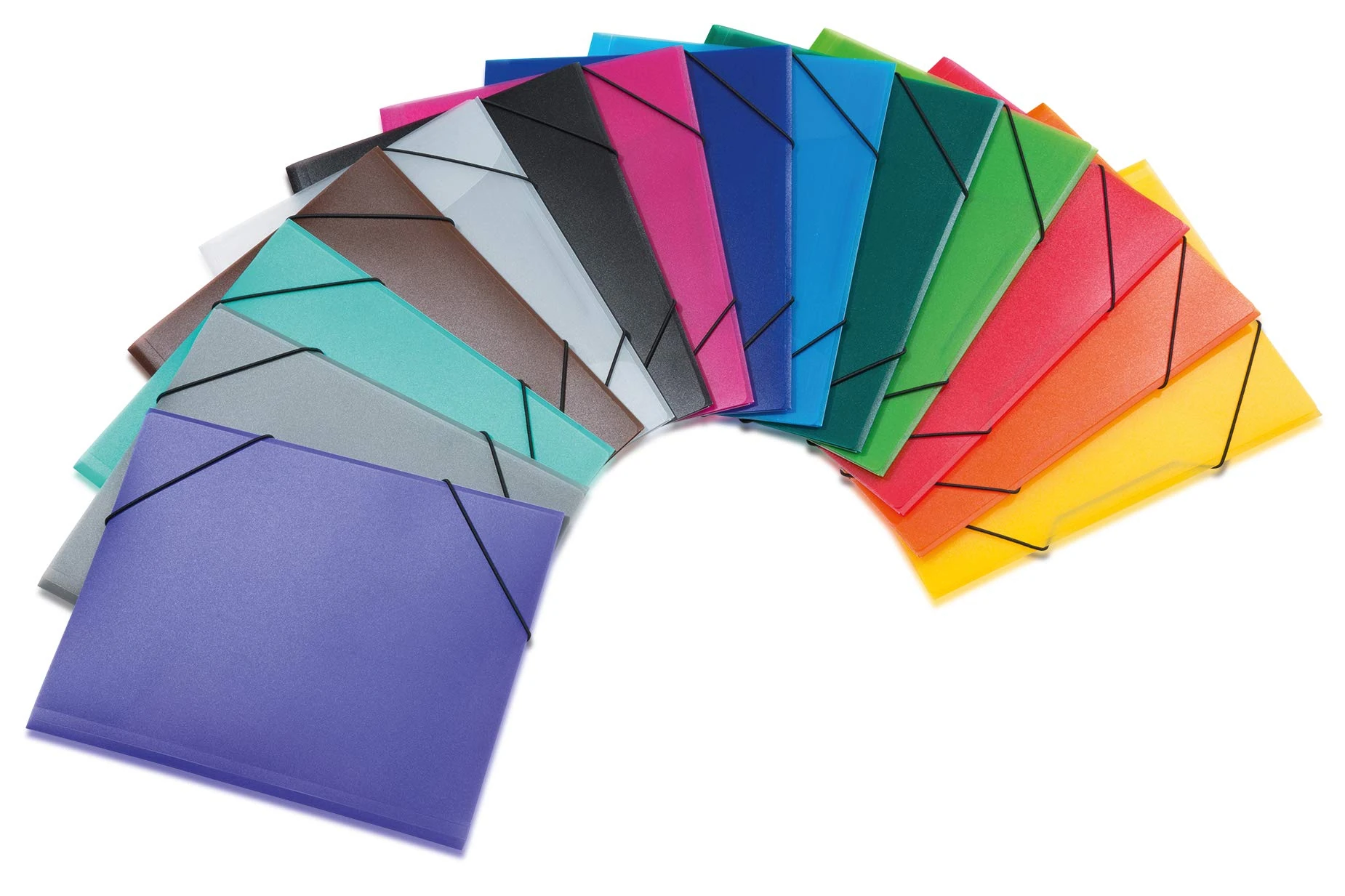HERMA Elastic Folder Translucent, Assorted 14 Colours, A3, Sturdy Plastic, 3 Inner Flaps, Pack of 42