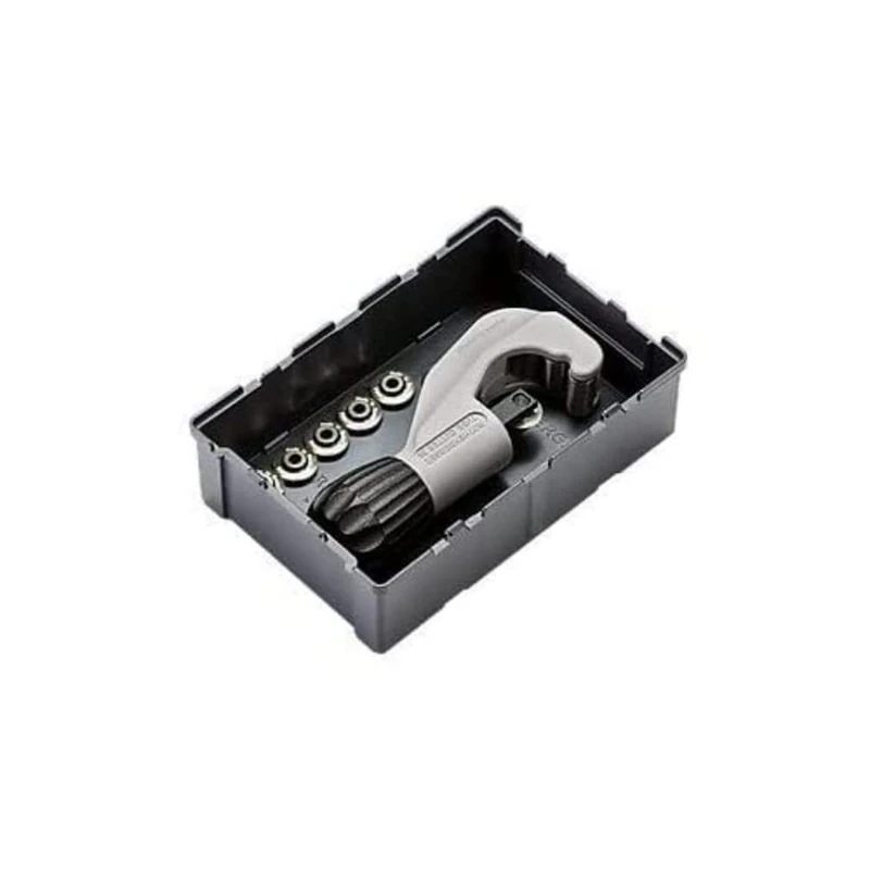 Rothenberger 1000002222 Tube Cutter 35 INOX + Cutting Wheels Cutter with Sunken Pipe Innenen Deburrer Cutting Wheel | Reusable Robox for Stainless Steel Tube Ø 6 35 mm, Grey