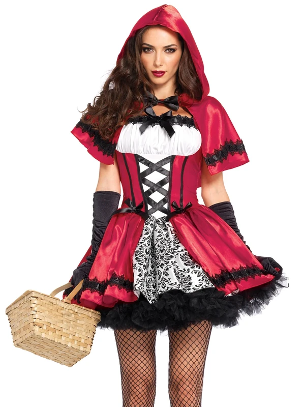 Leg Avenue 85230-2 pieces Gothic Riding Hood costume set, women's carnival costume, red/white, XL