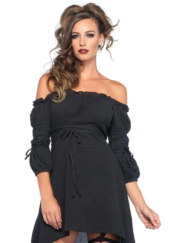 Leg Avenue 2700 - Gauze High Low Peasant Dress, X-Large (Black) - Image 1