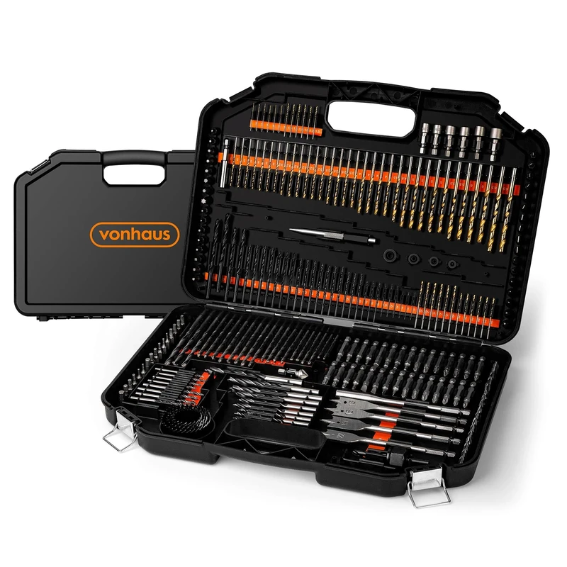 VonHaus 246pc Drill Bit Set - HSS Titanium, Masonry, Wood, Screwdriver - Image 1