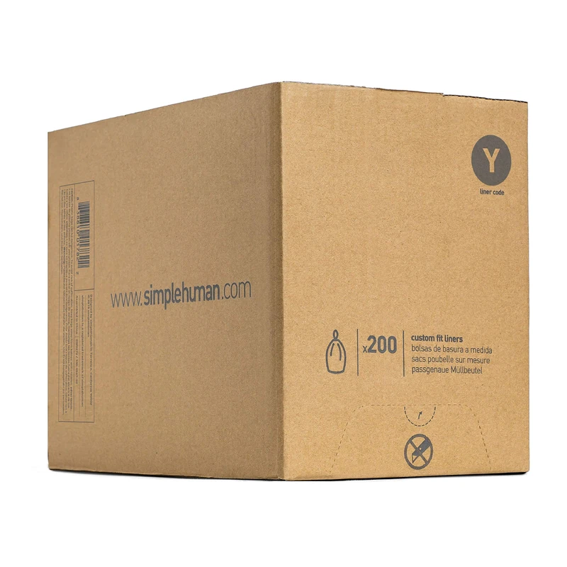 simplehuman Code Y 200 Count Custom Fit Liners, Heavy-Duty Commercial Drawstring Bin Bags, Extra Thick & Double Seamed, 50% PCR Plastic, 115 Litre, White