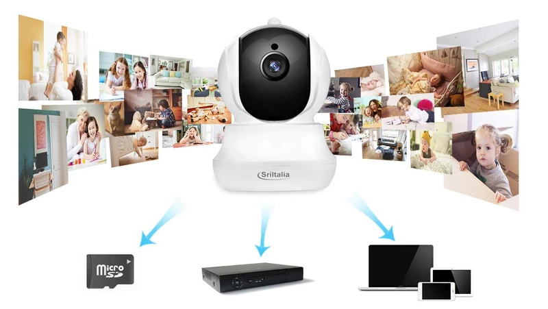 SP020 Motorized WiFi Camera 3 Megapixel Autotraking Supports MicroSD up to 128 GB App SriHome