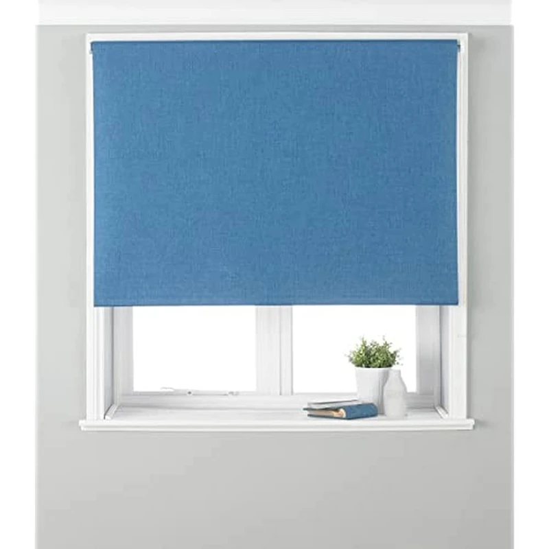 Riva Home Eclipse Blackout Roller Blind, Polyester, Denim, 60" x 64" (153 x 162cm) - Image 1