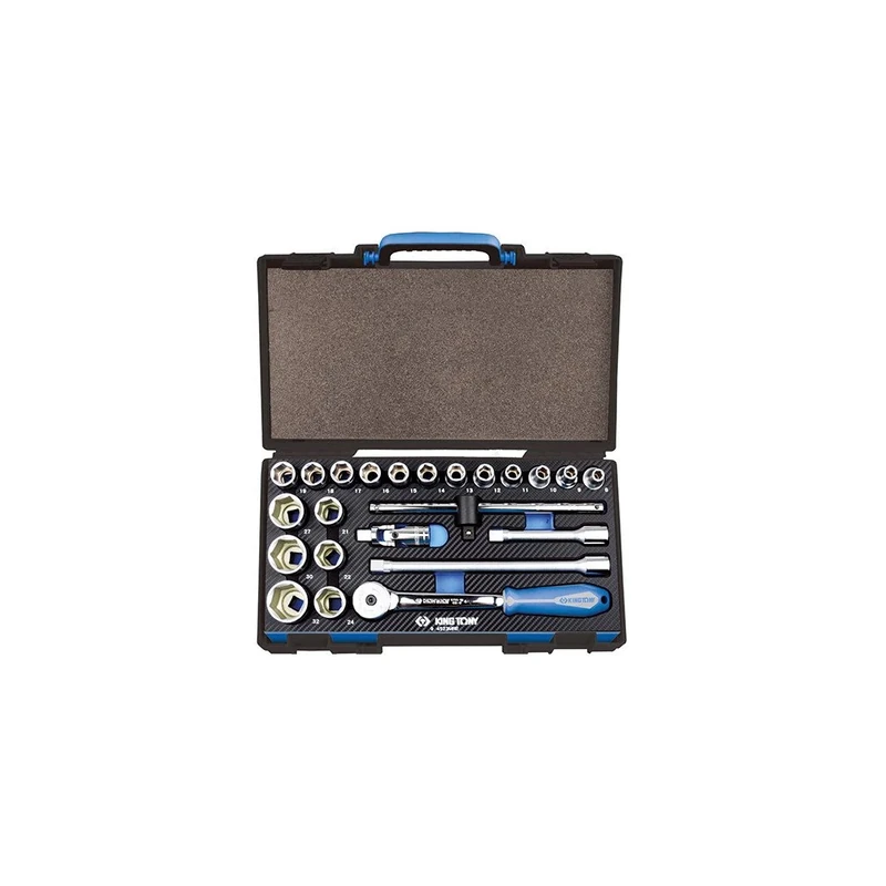 King Tony - EVAWAVE 23 pcs Ratchet Set, 1/2" Metric hex sockets and Accessories - 4523MRE - King Tony