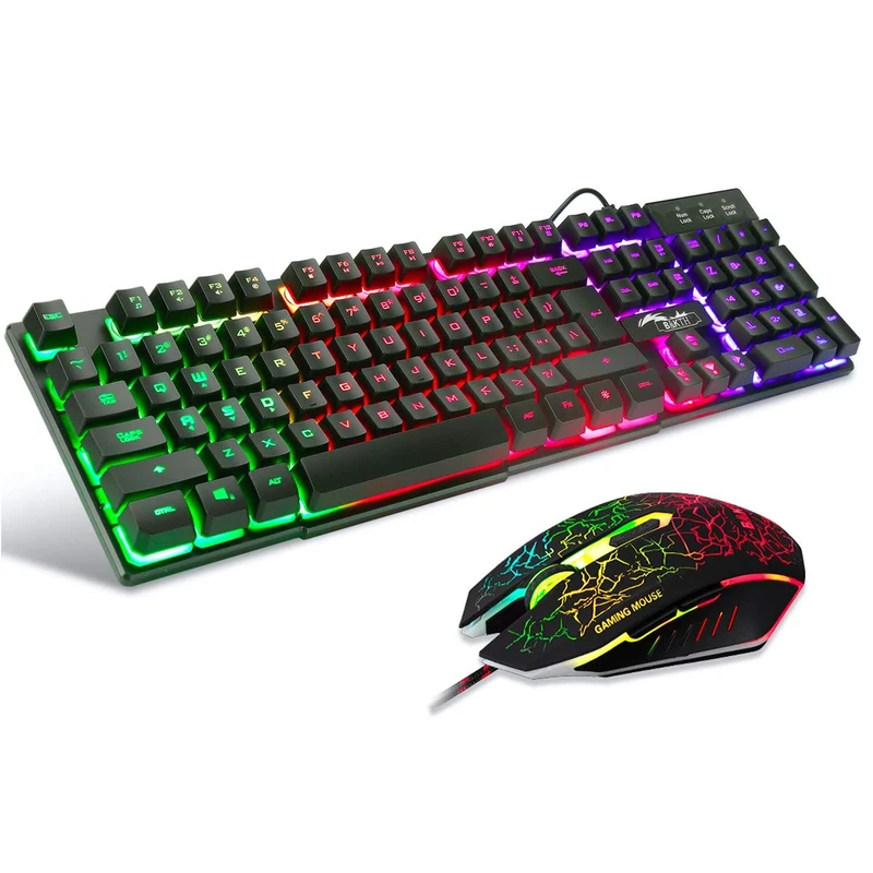 BAKTH Rainbow LED Backlit Keyboard & Mouse Combo - 104 Keys, 4 DPI