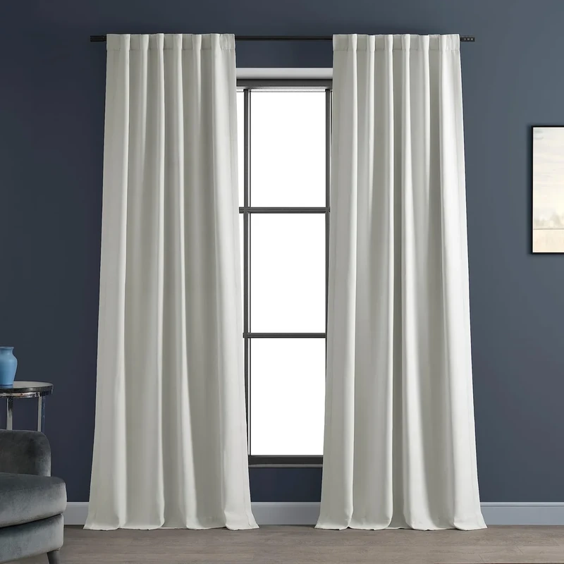 HPD Half Price Drapes Bellino Room Darkening Curtains 120 Inches Long Curtains for Bedroom & Living Room (1 Panel), 50W x 120L, Chalk Off White