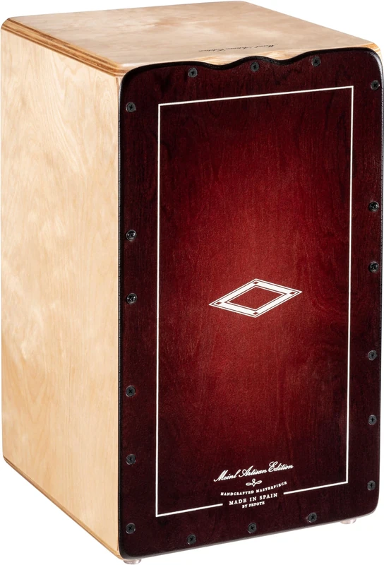 Meinl Artisan Cajon Box Drum for Advanced and Professional Players - Dark Red Burst Frontplate/Baltic Birch Body - MADE IN SPAIN - Soleá Line (AESLRB)