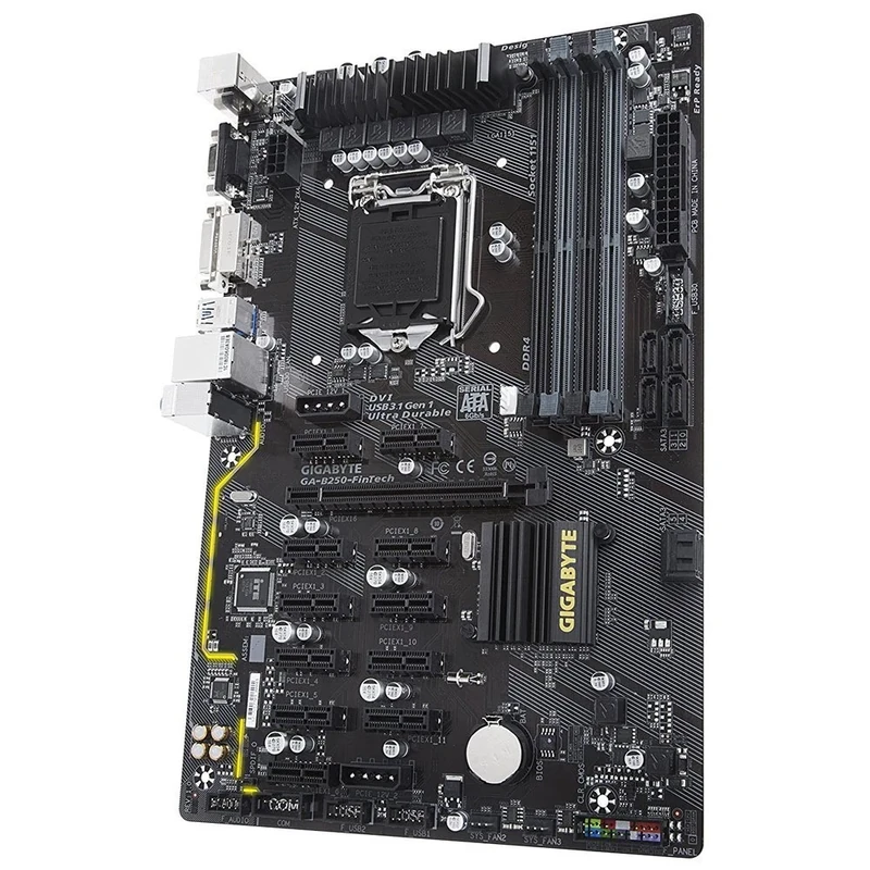 GIGABYTE B250-FinTech B250 DDR4 S-ATA 600 ATX Motherboard - Black