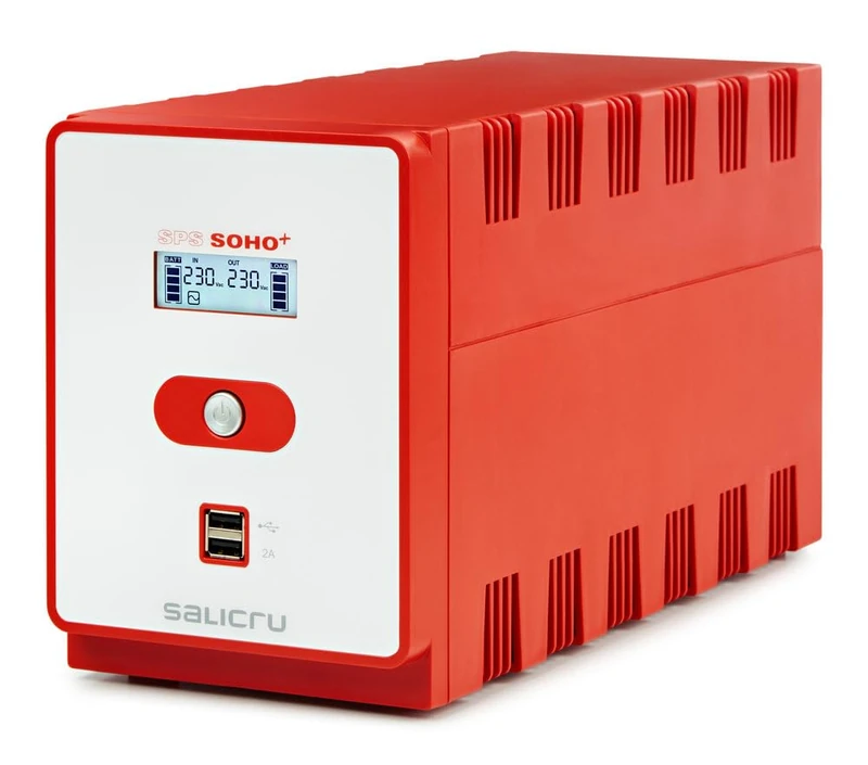 Salicru SPS SOHO+ Line-interactive UPS 1200 VA with dual USB charger - uninterruptible power supplies (UPSs) (1200 VA, 720 W, 162 V, 290 V, 50/60, Type F),red/white,647CA000004