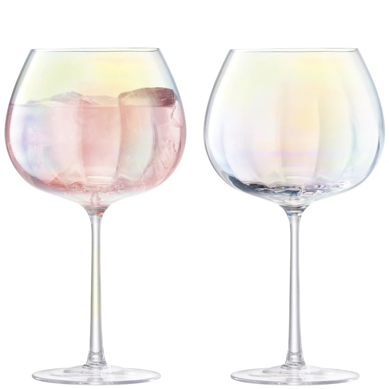 LSA International Pearl Balloon Goblet 650ml Mother of Pearl | Set of 2 | Handmade Porcelain | Hand Painted | PE24