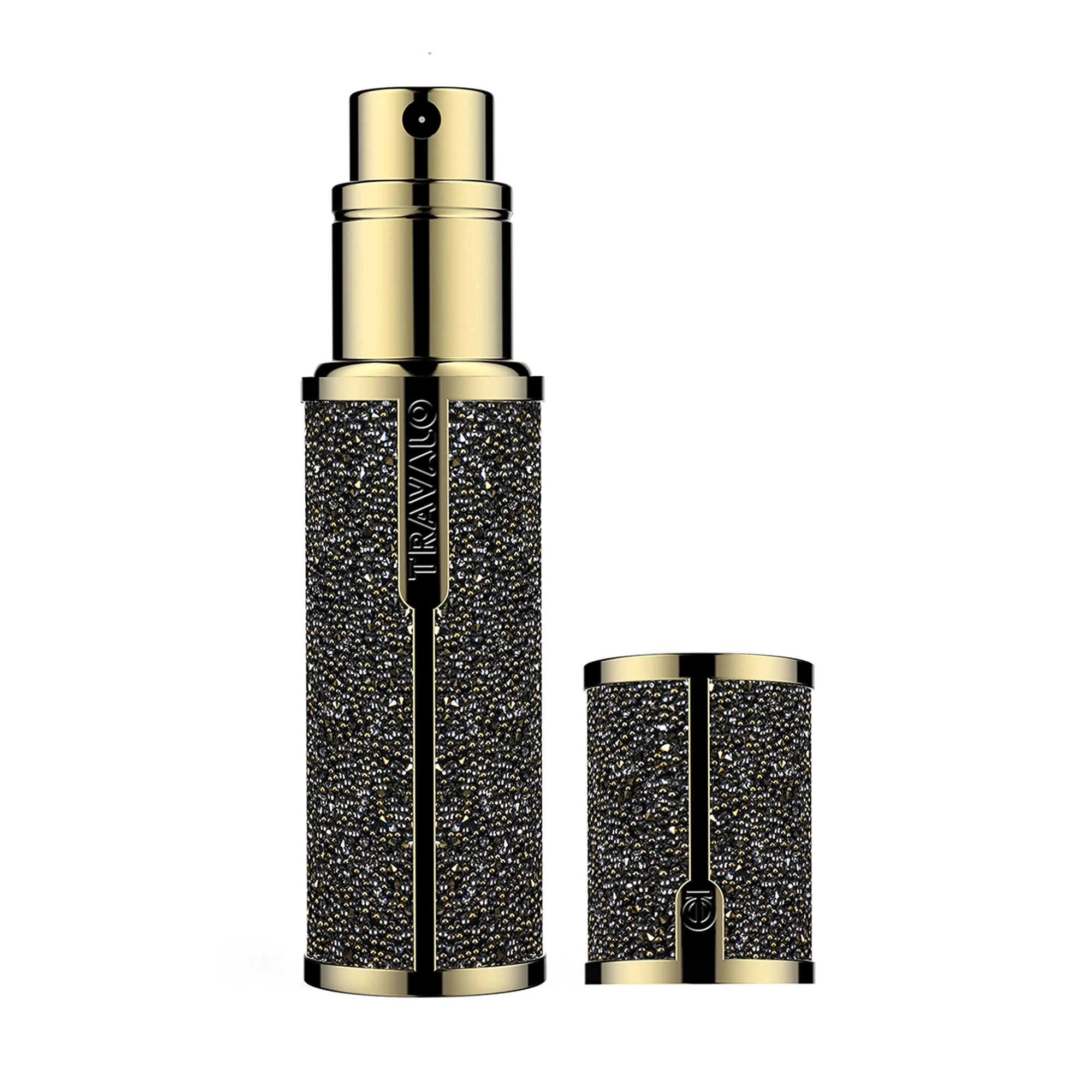 Travalo Couture Perfume Atomizer That’s Opulence and fashionable For Unisex (TSA Approved Atomizer/Leak-Proof Travel Perfume Bottle/Glass-free and aircraft approved/Dorado), Black, 4.8178 gram