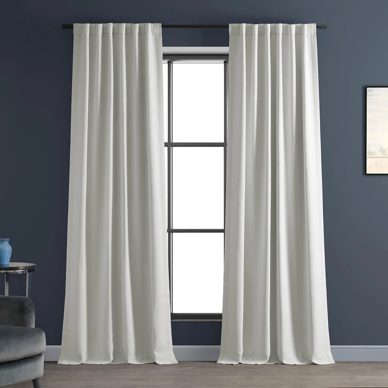 HPD Half Price Drapes Bellino Room Darkening Curtains 84 Inches Long Curtains for Bedroom & Living Room (1 Panel), 50W x 84L, Chalk Off White
