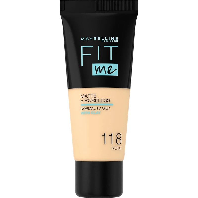 Maybelline Light Beige Fit Me Matte and Poreless Foundation Number 118, 30 ml