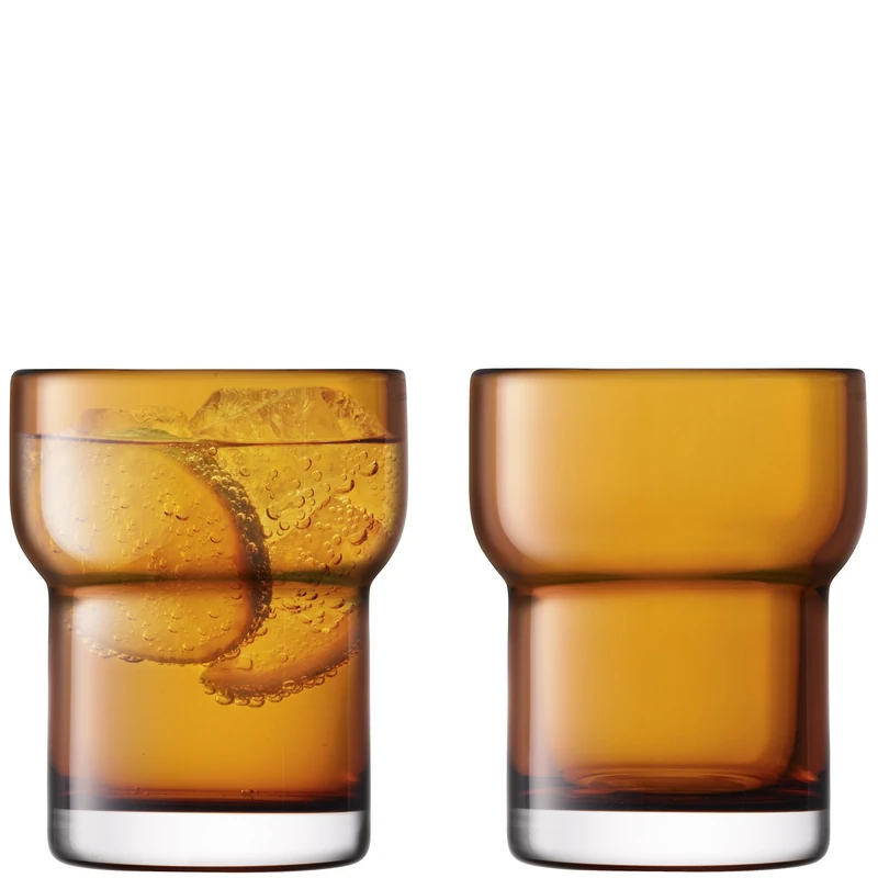 LSA International Utility Tumbler 300ml Amber | Set of 2 | Mouthblown & Handmade Glass | UT64