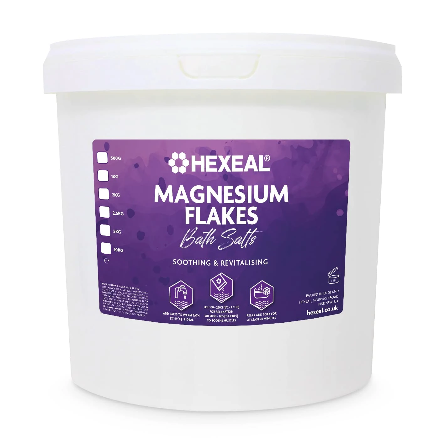 Hexeal Magnesium Flakes 5kg – 5kg Bucket of Magnesium Flakes to Soothe Muscles, Joints & Aches – for Bathing, Gardening & Beauty – Household & Commercial Use