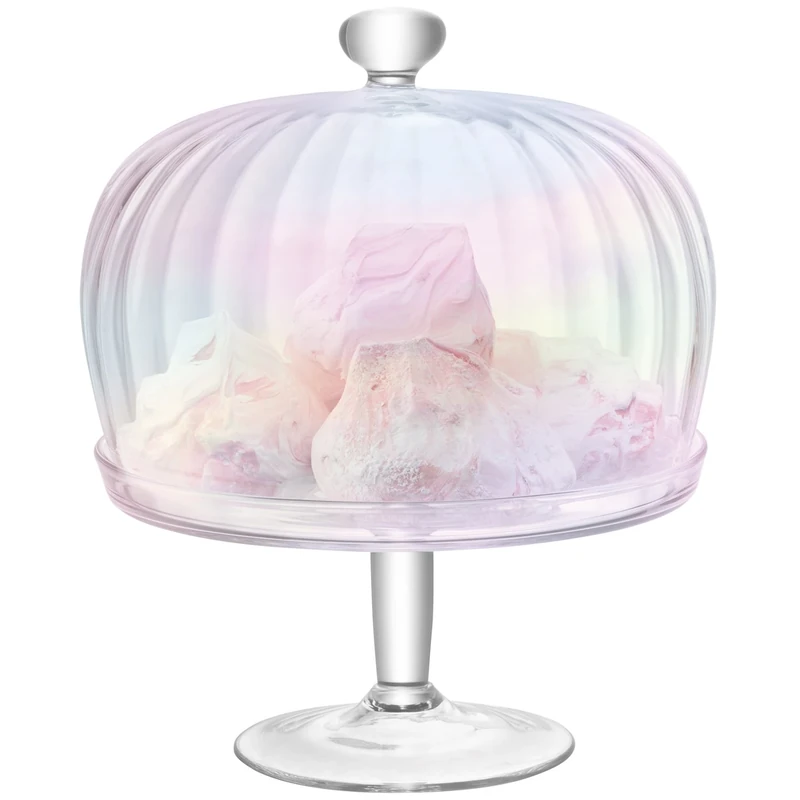 LSA International Pearl Stand & Dome Ø27cm/Ø26cm H31cm Mother of Pearl| 1 Unit | Mouthblown & Handmade Glass | Hand Painted | PE28