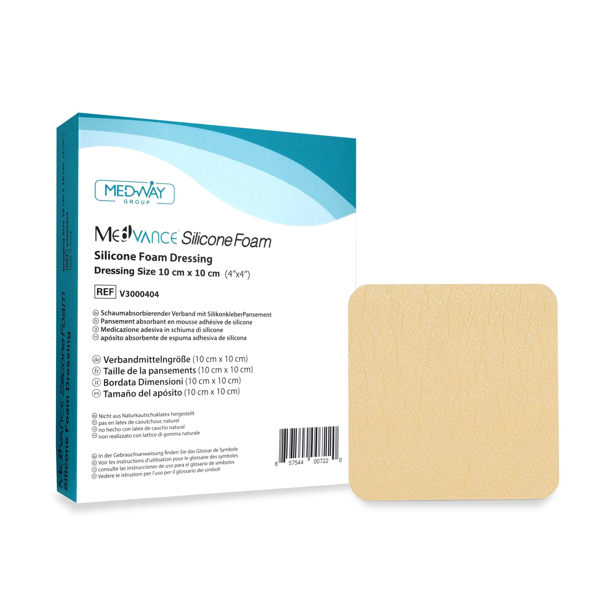 MedVance TM Silicone - Silicone Adhesive Foam Absorbent Dressing, 4"x4", Box of 5 dressings