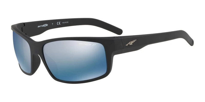 Arnette Men's 4202 0AN4202 01/22 62 Rectangular Polarized Sunglasses 62, Matte Black/Polargreymirrorbluee