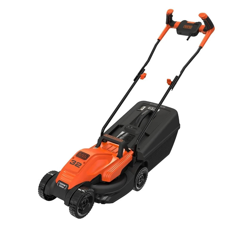 BLACK + DECKER BEMW451BH-GB Lawn Mower with Bike Handle, 1200 W, 240 V, Black, 32 cm