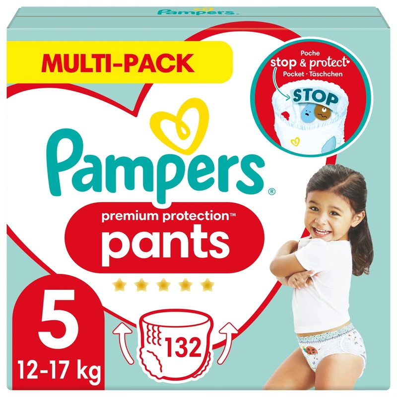 Pampers Premium Protection Pants Size 5 132 Nappies One Month Box