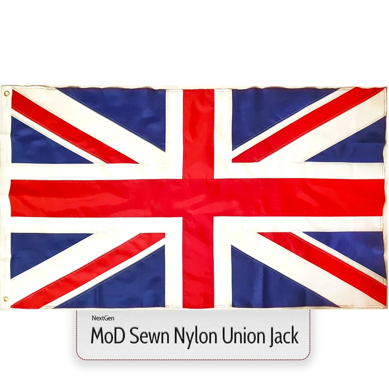 Union Jack Flag Sewn Nylon Fabric Large 5ft x 3ft British Approved Commercial Grade Heavy Duty Waterproof With Eyelets