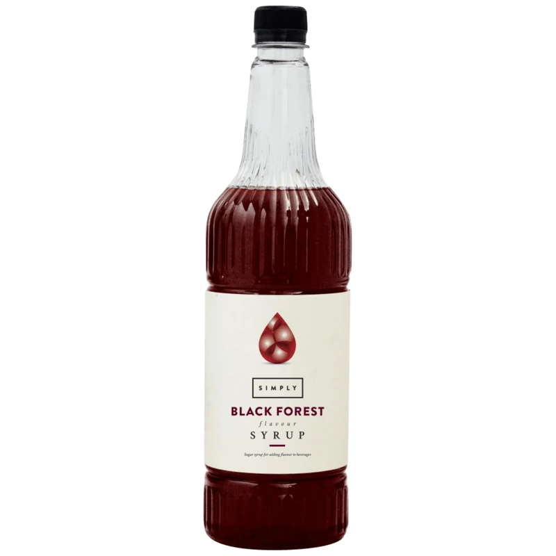 Simply Black Forest Syrup, Vegan & Nut Free Flavoured Syrup for Coffee, Cocktails & Baking, 1 Litre (Pack of 1)