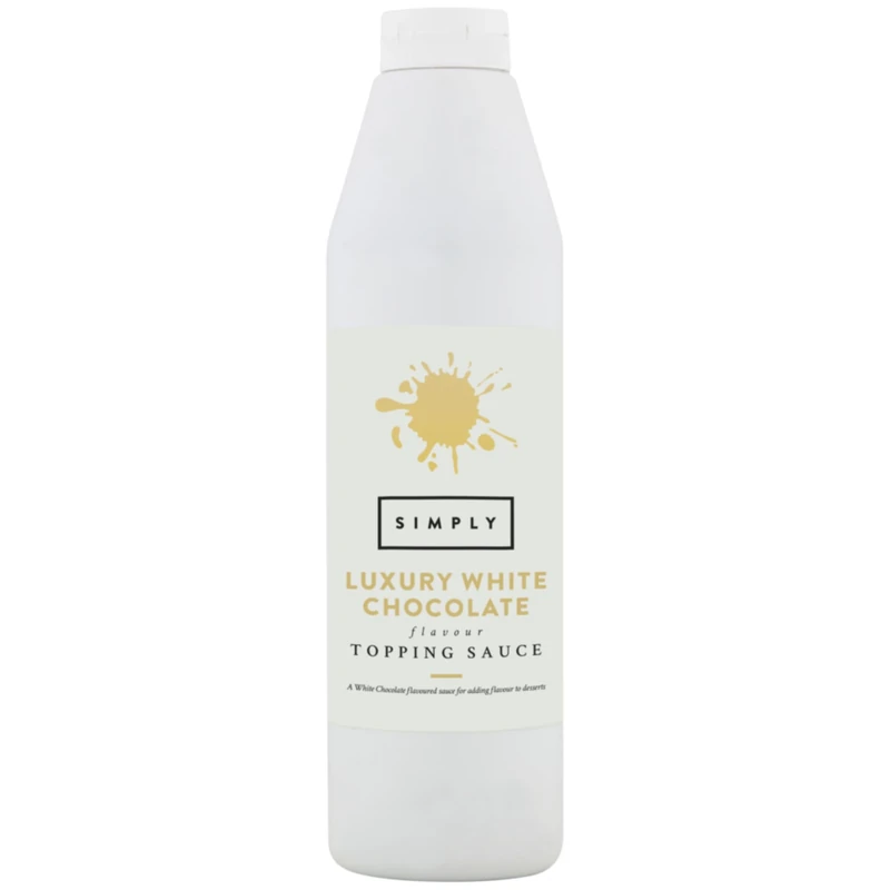 Simply Luxury White Chocolate Topping Sauce, Ready to Use Dessert Sauce for Ice Cream, Waffles, Pancakes, Coffee & Milkshakes (1 kg)