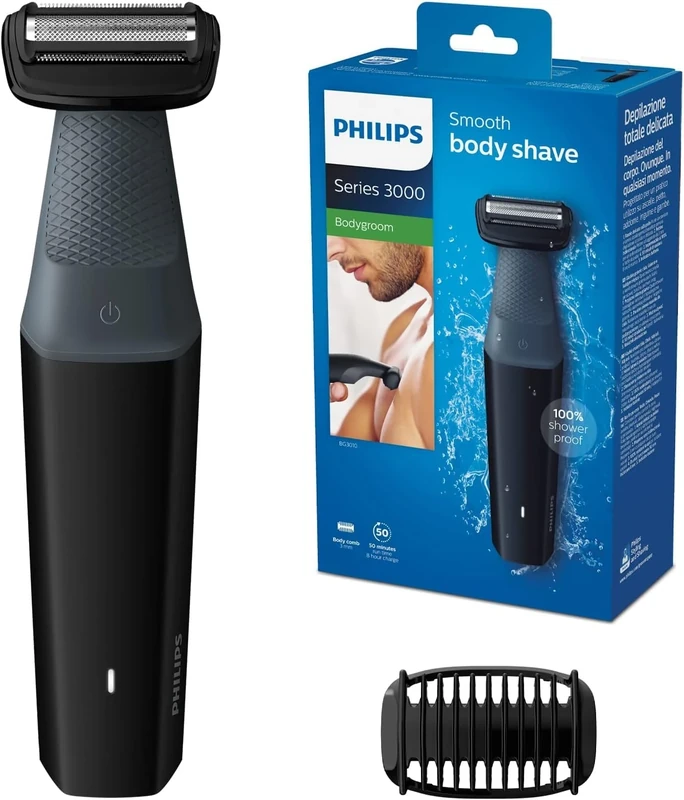 Philips 3000 Series Waterproof Body Clipper with 1 Clipper Clip, 3 mm, 50 min Battery Life for 8 Hours of Charging (Model BG3010/15)