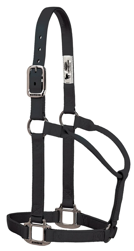Weaver Leather 35-7385-BK Original Non-Adjustable Nylon Halter with Chrome Plated Hardware, Black, 1" Average Horse