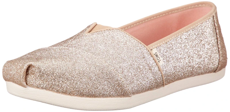 TOMS Women's Alpargata Casual Flats Shoes, Champagne Glitter, 6.5